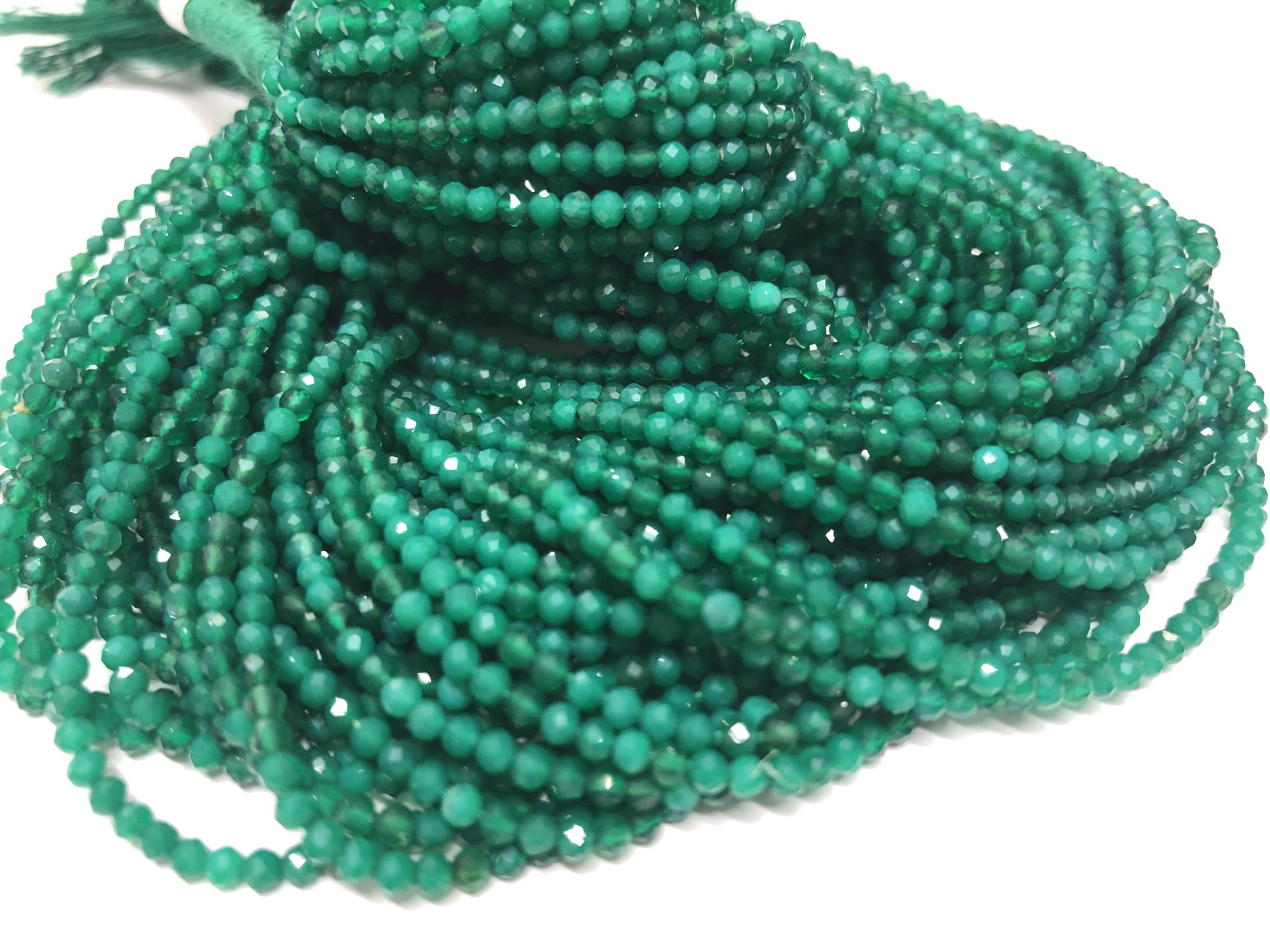 Green Onyx Rondelles Faceted