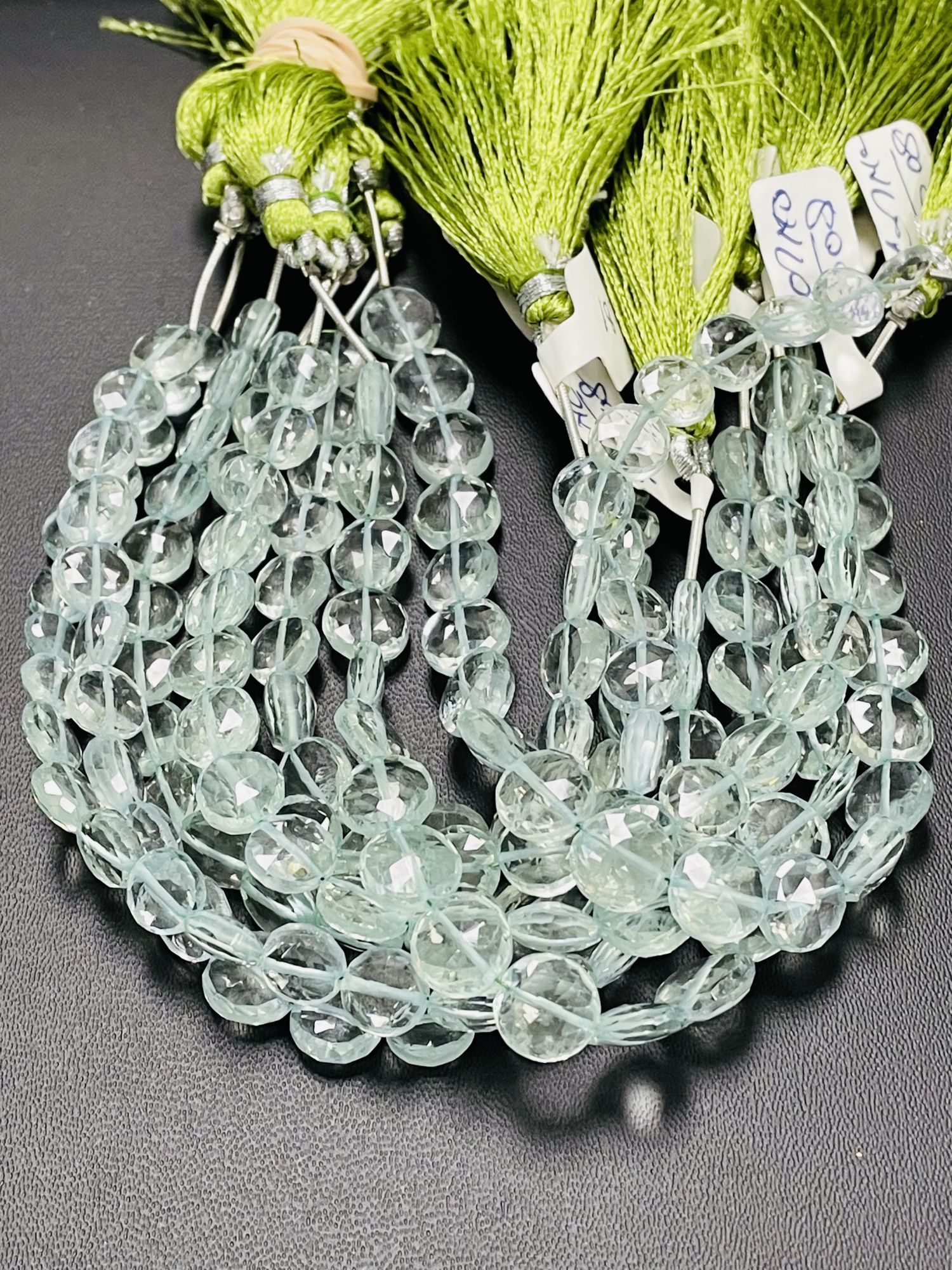 Aqua Hydro Quartz Coin Faceted