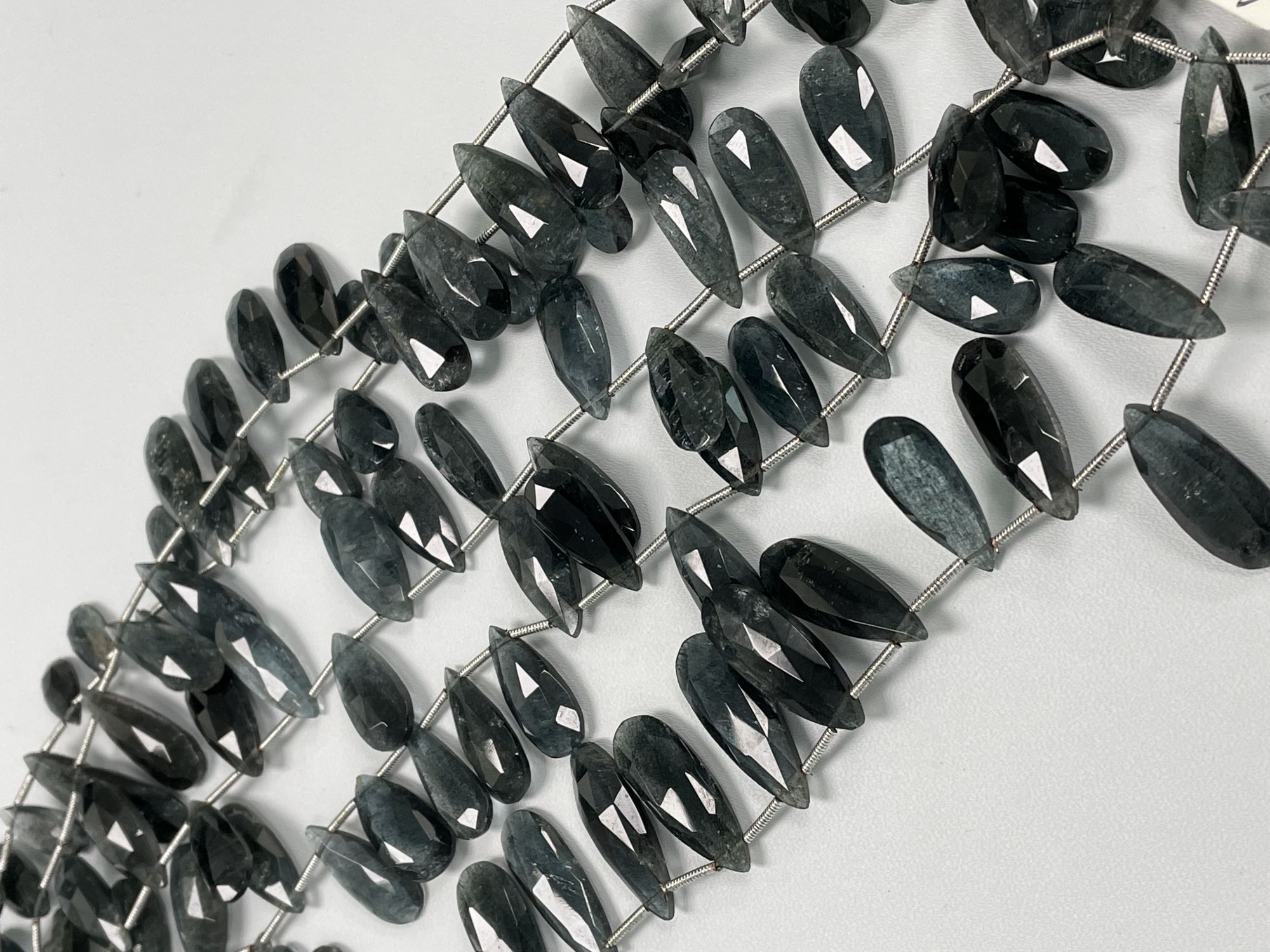 Moss Aquamarine Long Pear Faceted