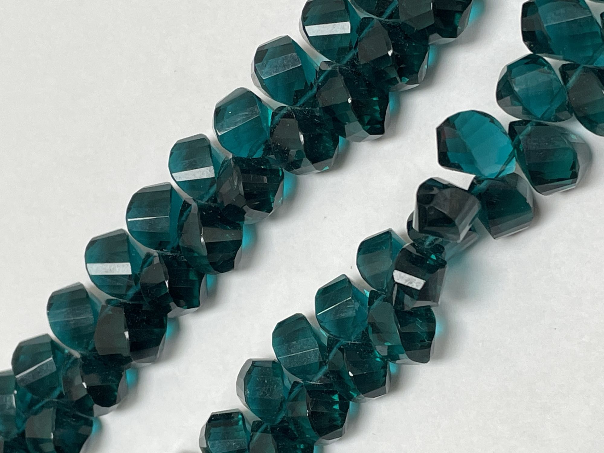 Teal Hydro Quartz Twisted Drop Faceted