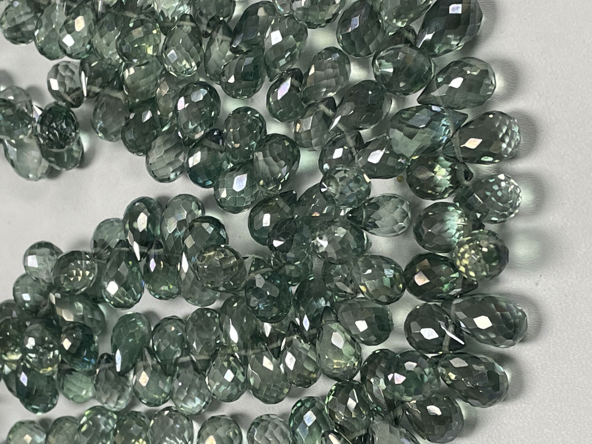 Green Mystic Quartz Drop Faceted