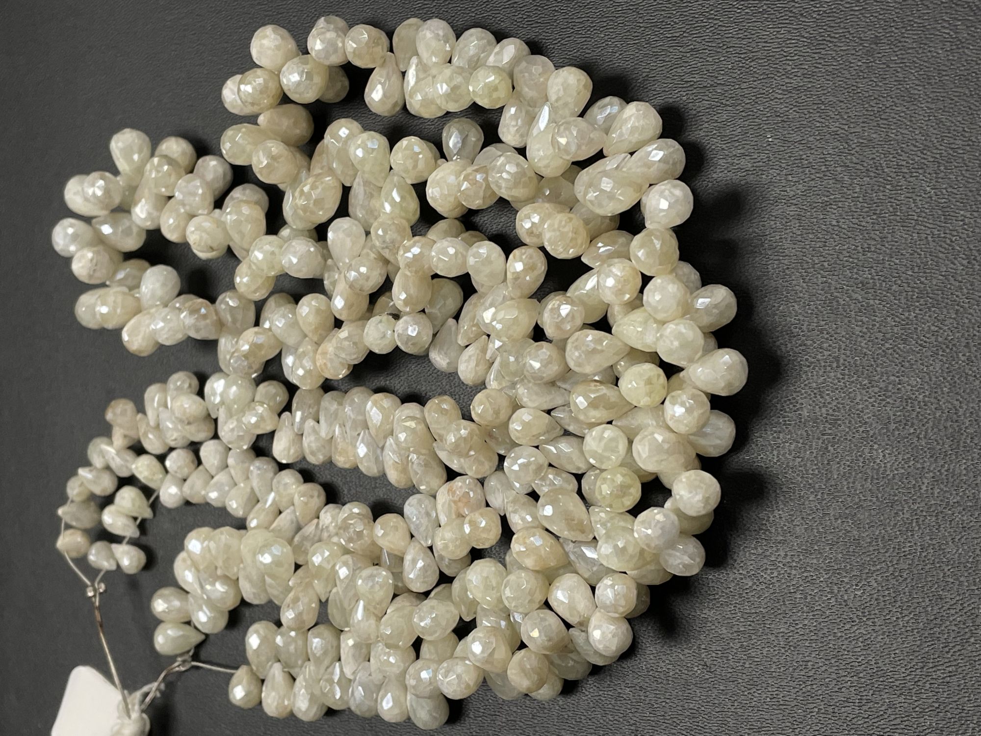 Pearl White Silverite Drop Faceted