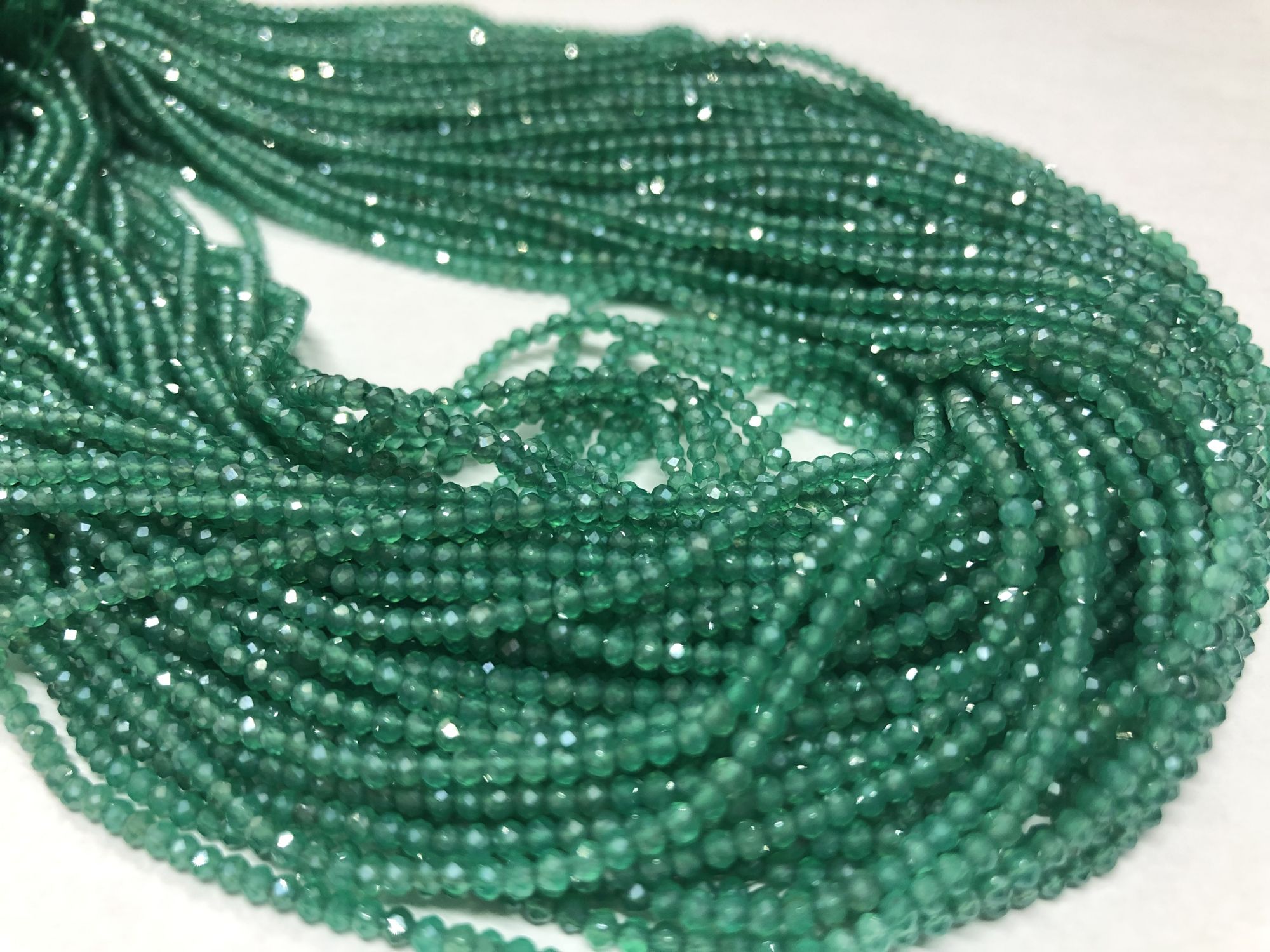 Mystic Green Onyx Rondelles Faceted