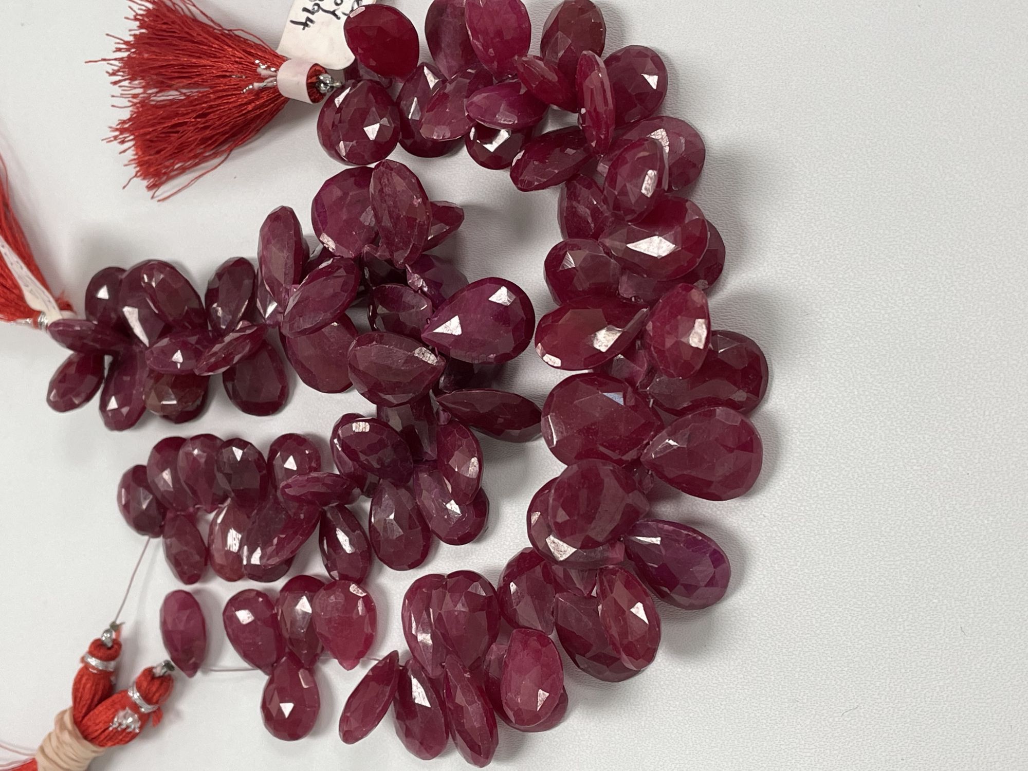 Dyed Ruby Pear Faceted
