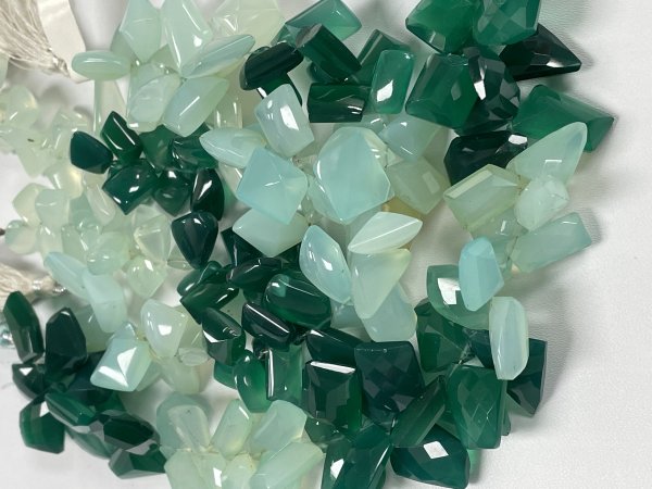 Shaded Green Chalcedony Funky Cut Faceted