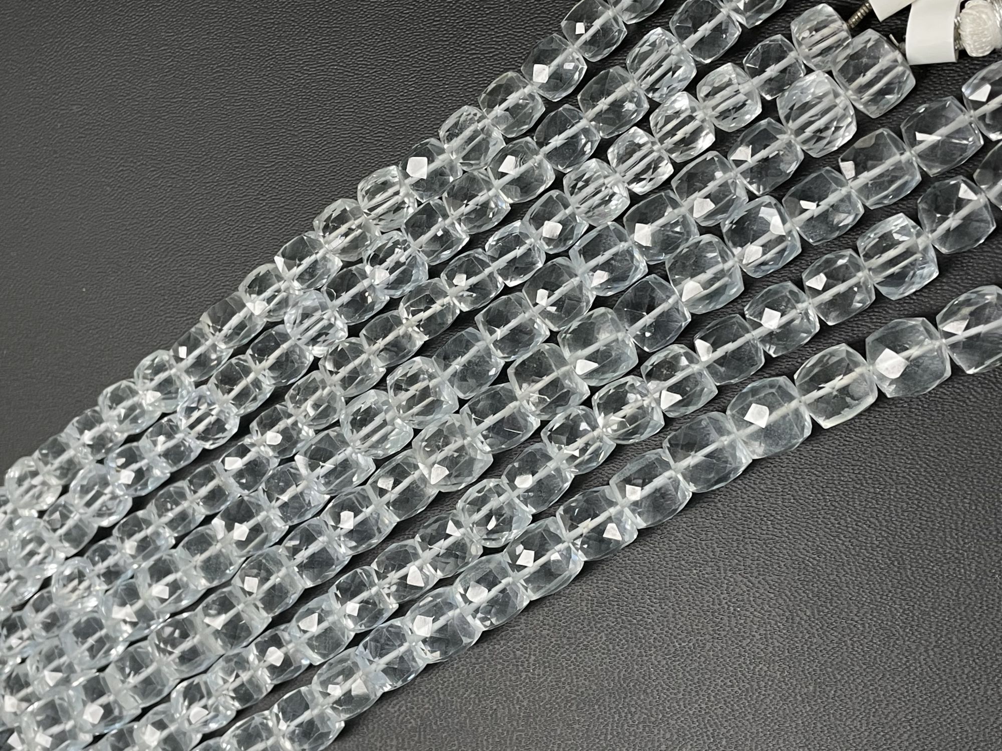 White Aqua Hydro Quartz Cube Faceted