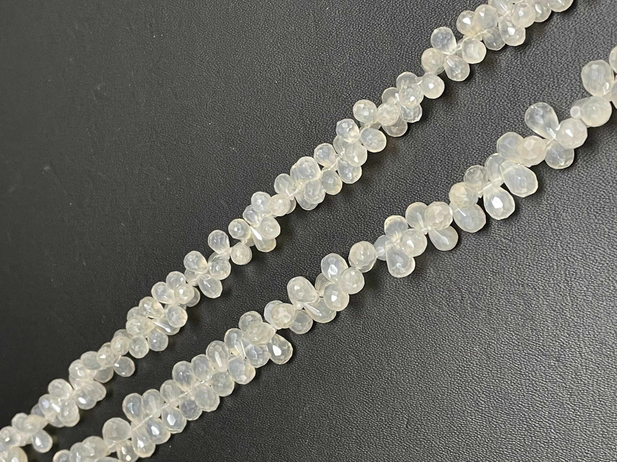 Coated Pearl Chalcedony Drops Faceted