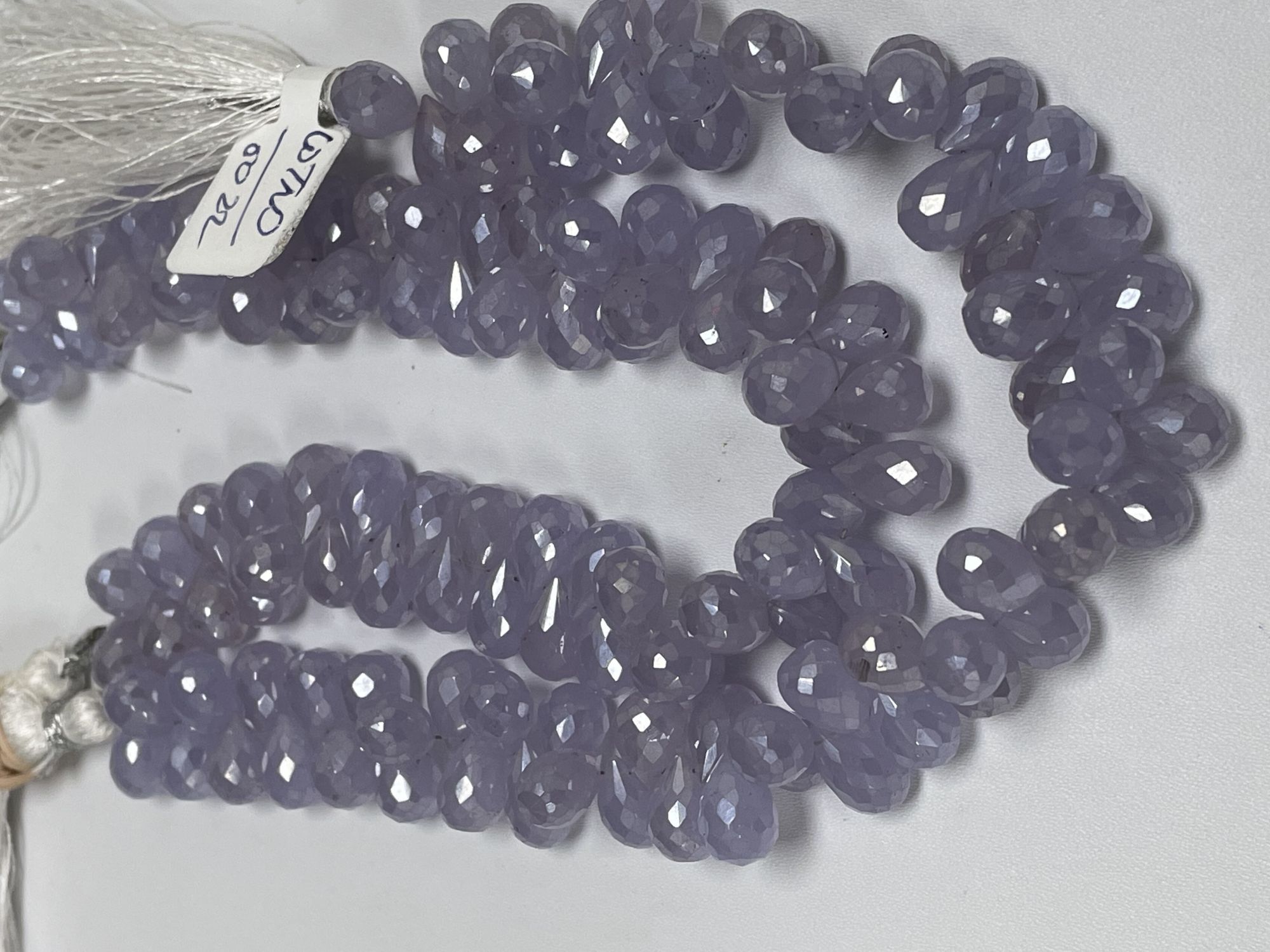 Coated Purple Chalcedony Drop Faceted