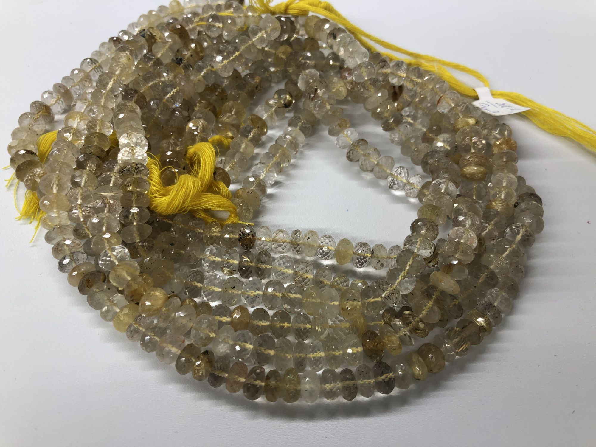 Golden Rutilated Quartz Rondelles Faceted