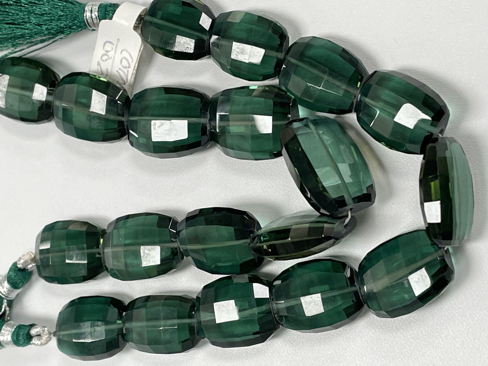 Forest Green Hydro Quartz Barrel Faceted