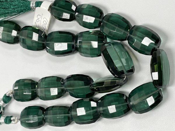 Forest Green Hydro Quartz Barrel Faceted