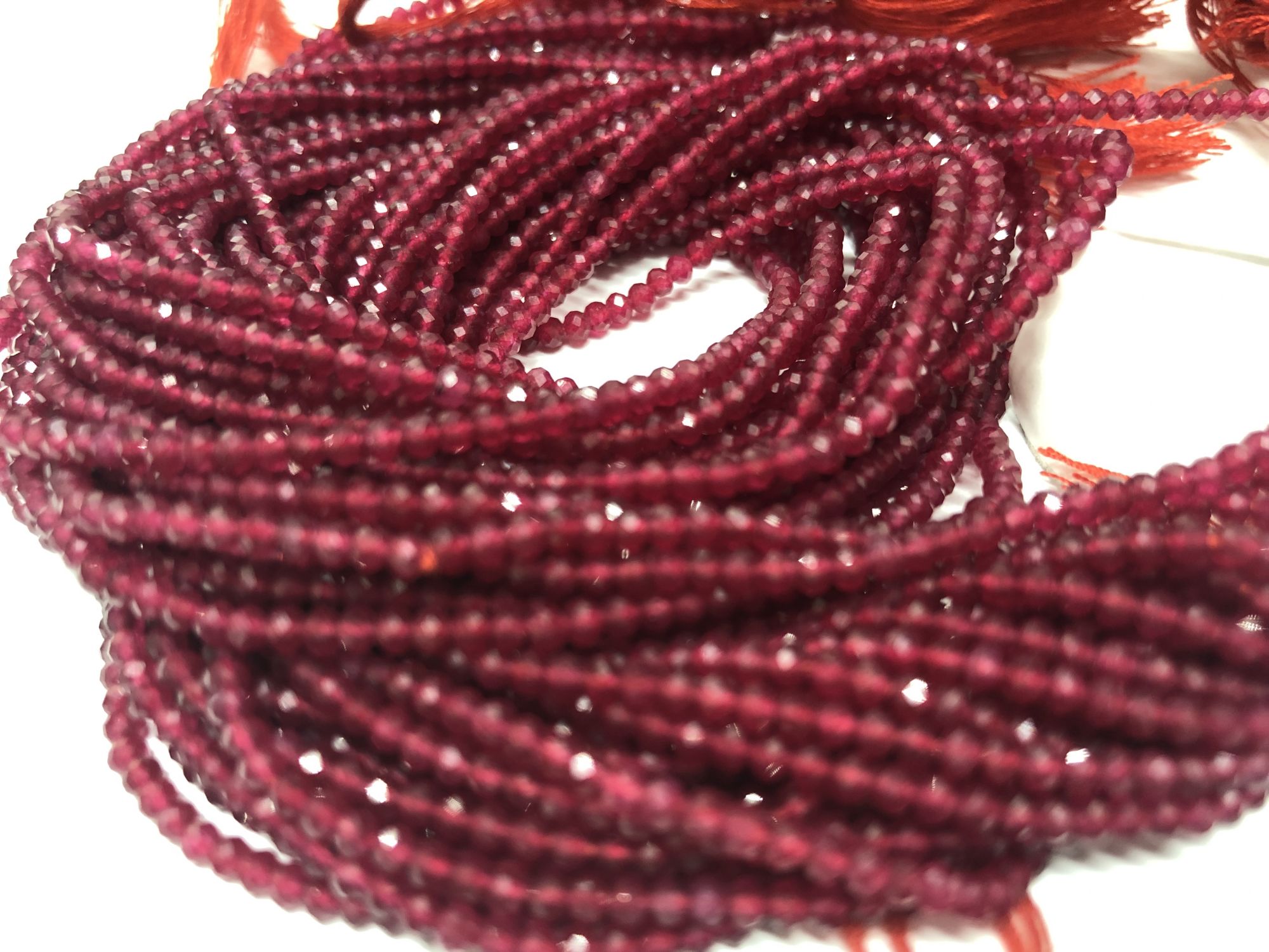 Red Quartz Rondelles Faceted