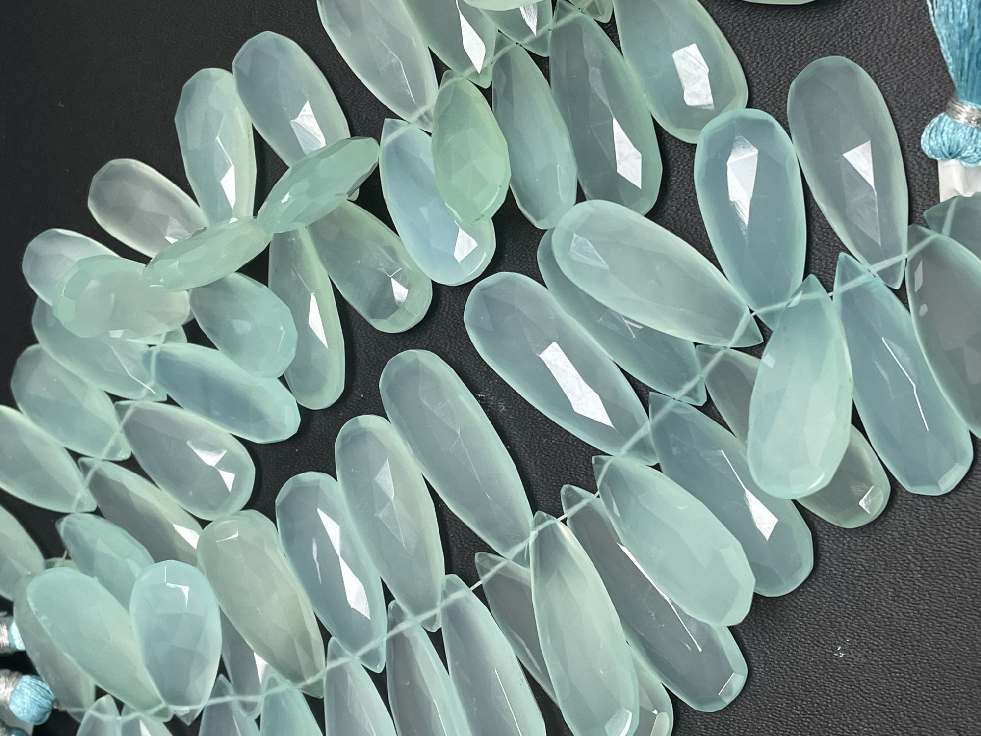 Aqua Chalcedony Long Pear Faceted