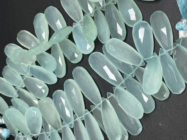 Aqua Chalcedony Long Pear Faceted