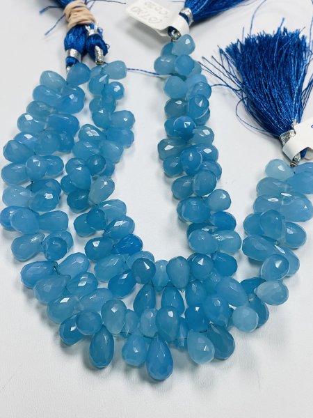 Blue Chalcedony Drop Faceted