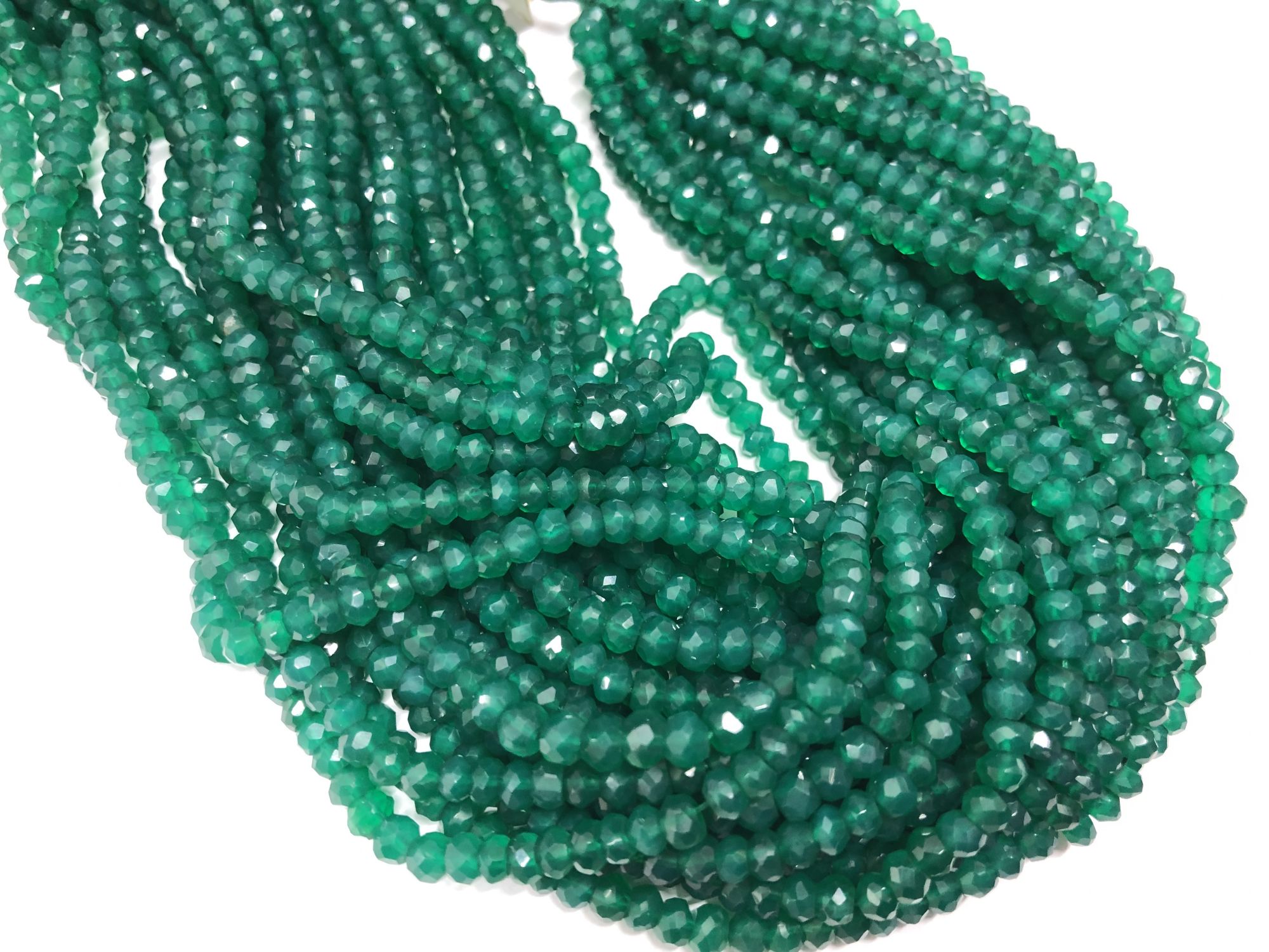 Green Onyx Rondelles Faceted
