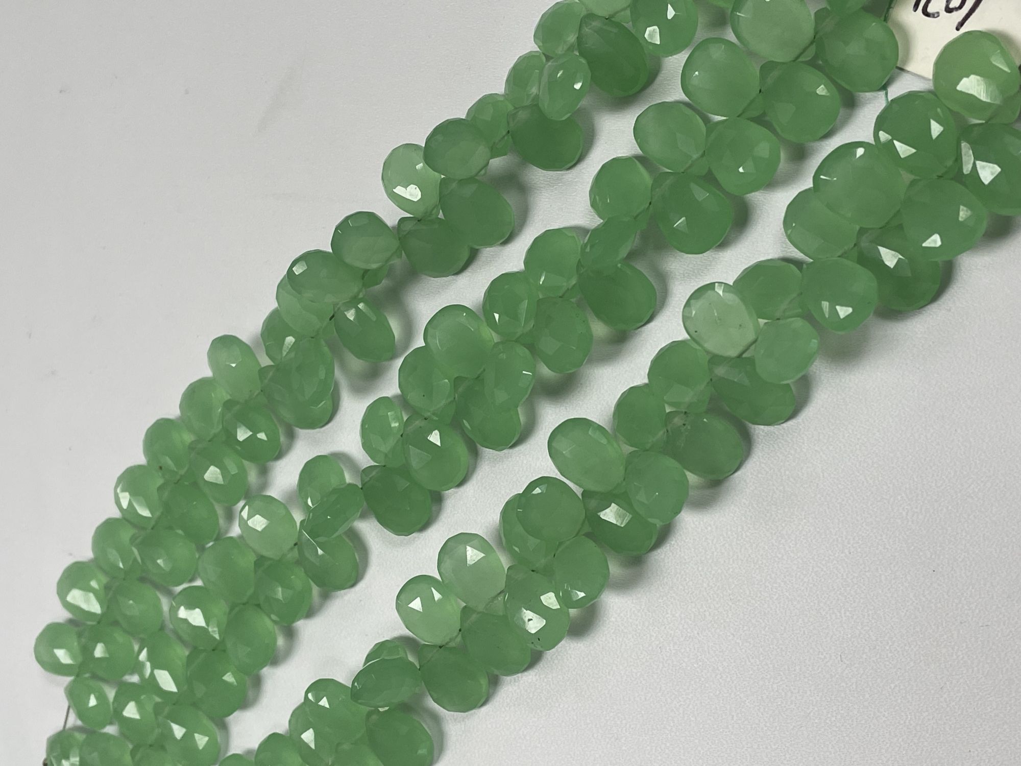 Green Chalcedony Pear Faceted