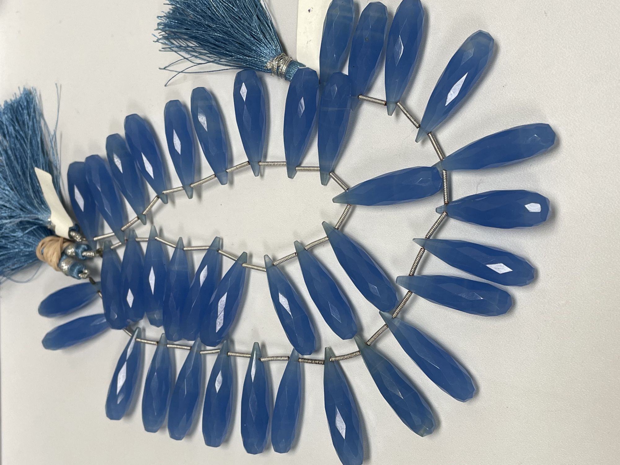 Blue Chalcedony Long Drop Faceted