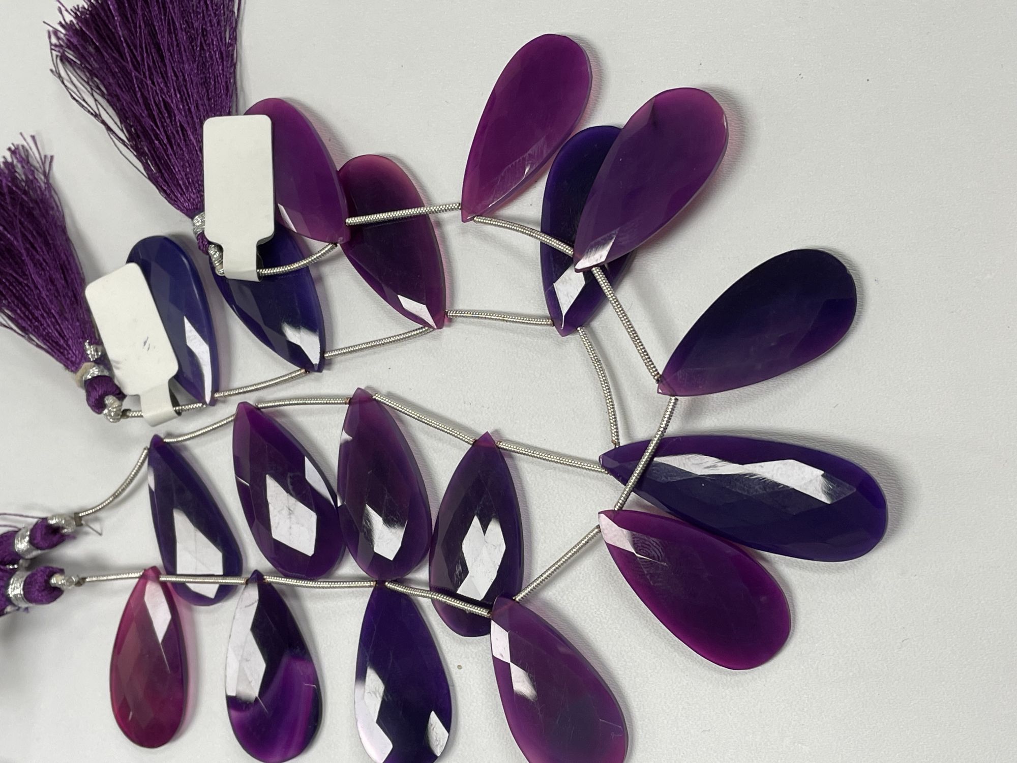 Purple Chalcedony Long Pear Faceted