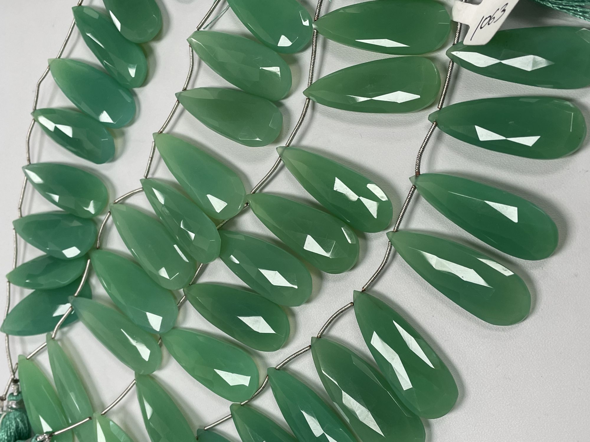 Green Chalcedony Long Pear Faceted