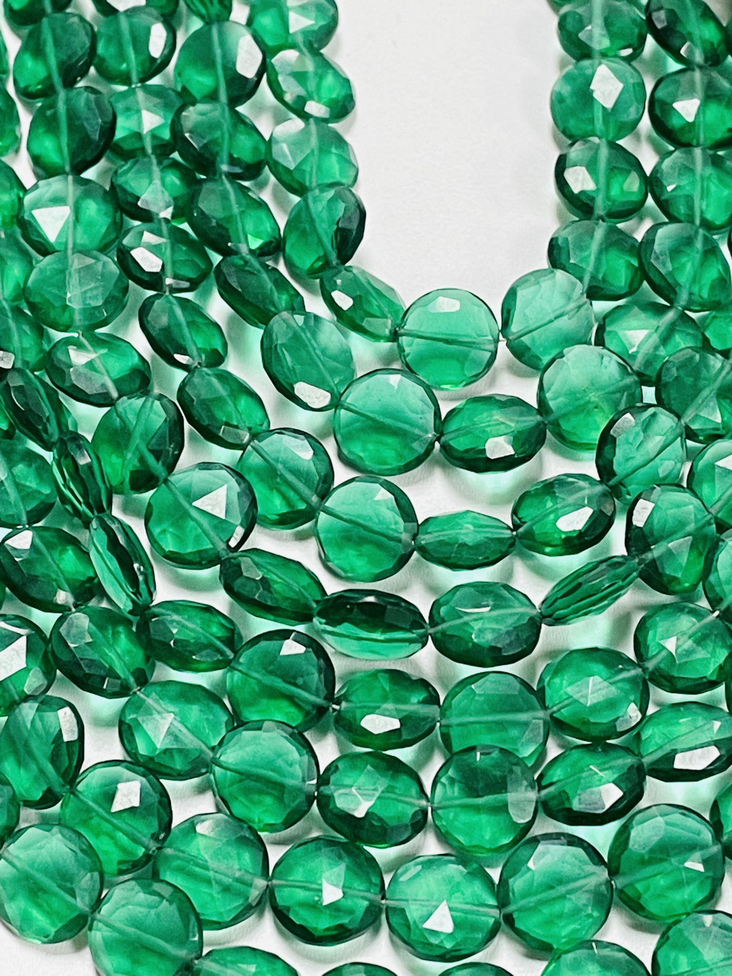 Emerald Green Hydro Quartz Coin Faceted