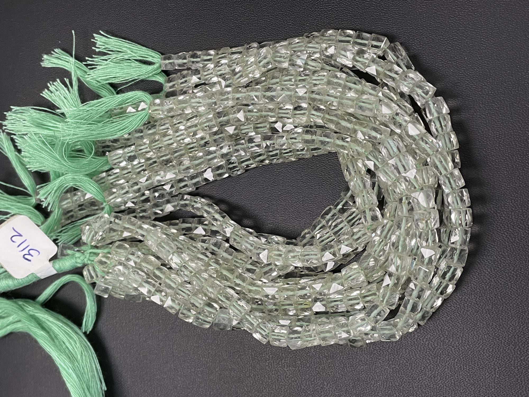 Green Amethyst Cube Faceted