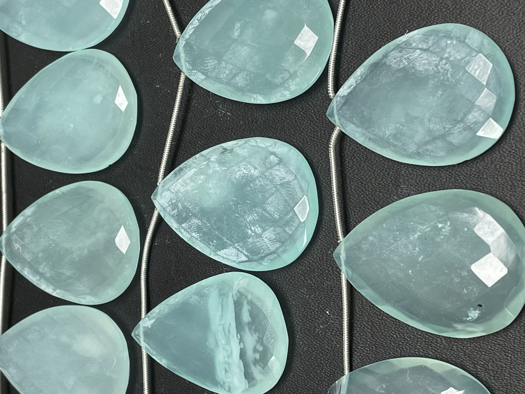 Aqua Chalcedony Pear Faceted
