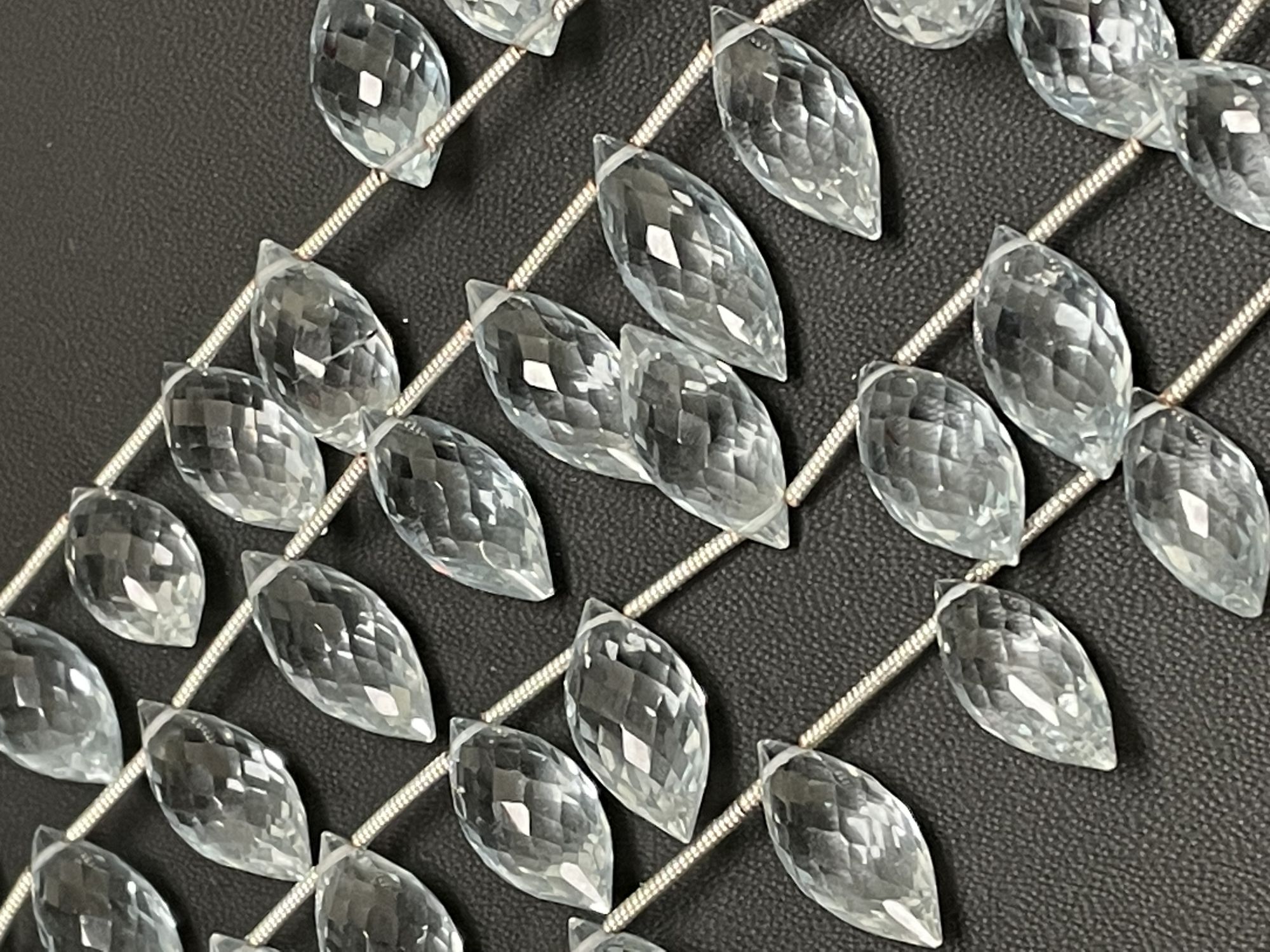 Aqua Hydro Quartz Puff Marquise Faceted