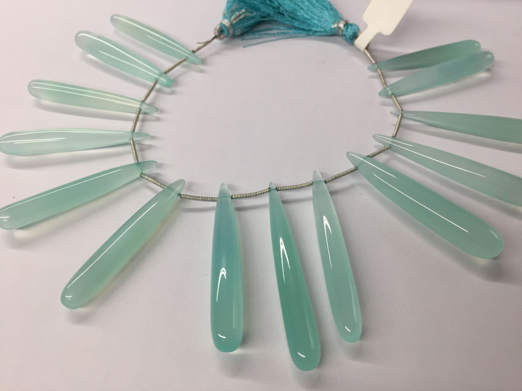Aqua Chalcedony Long Drops Smooth
