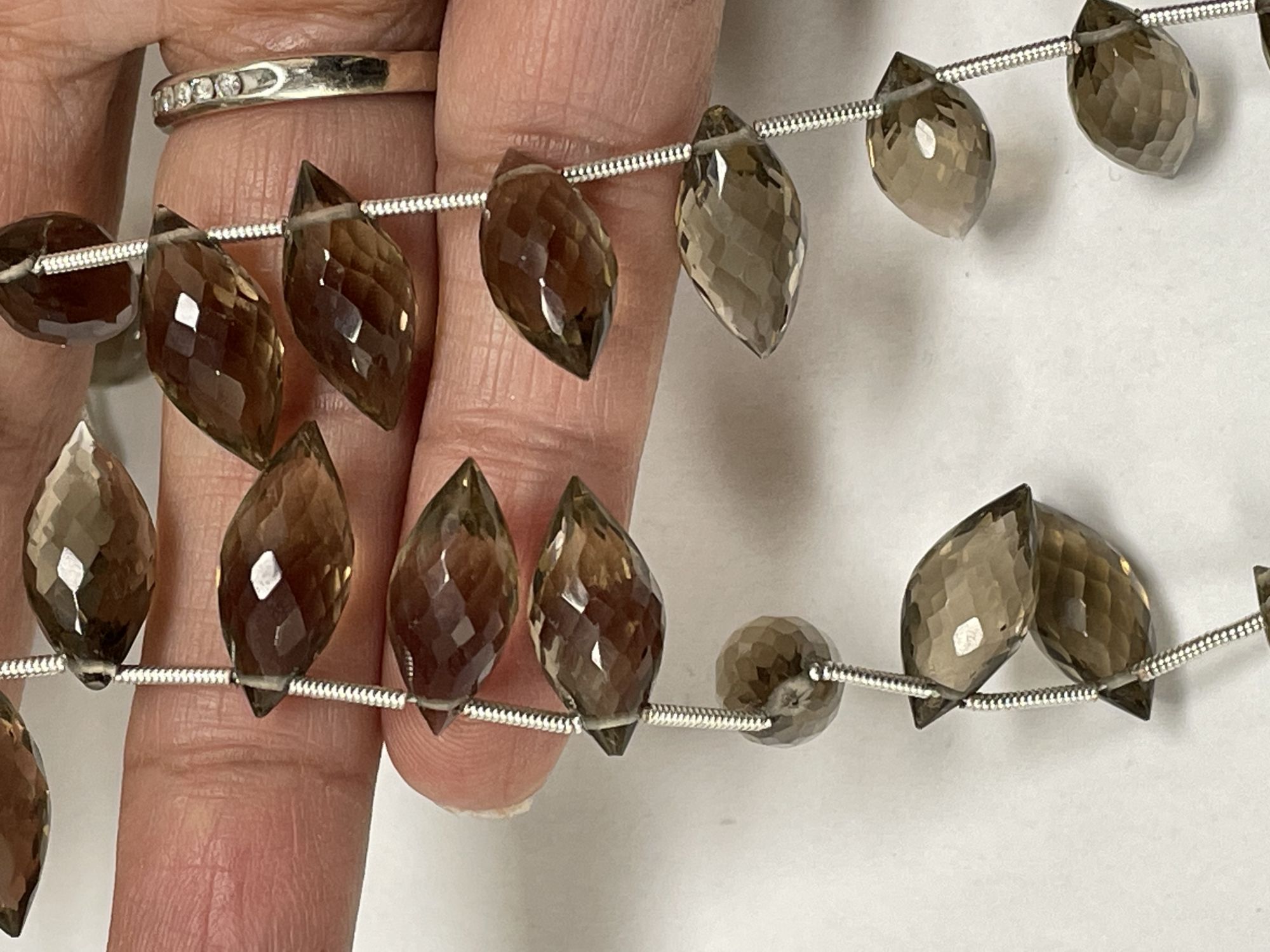 Brown Hydro Quartz Puff Marquise Faceted