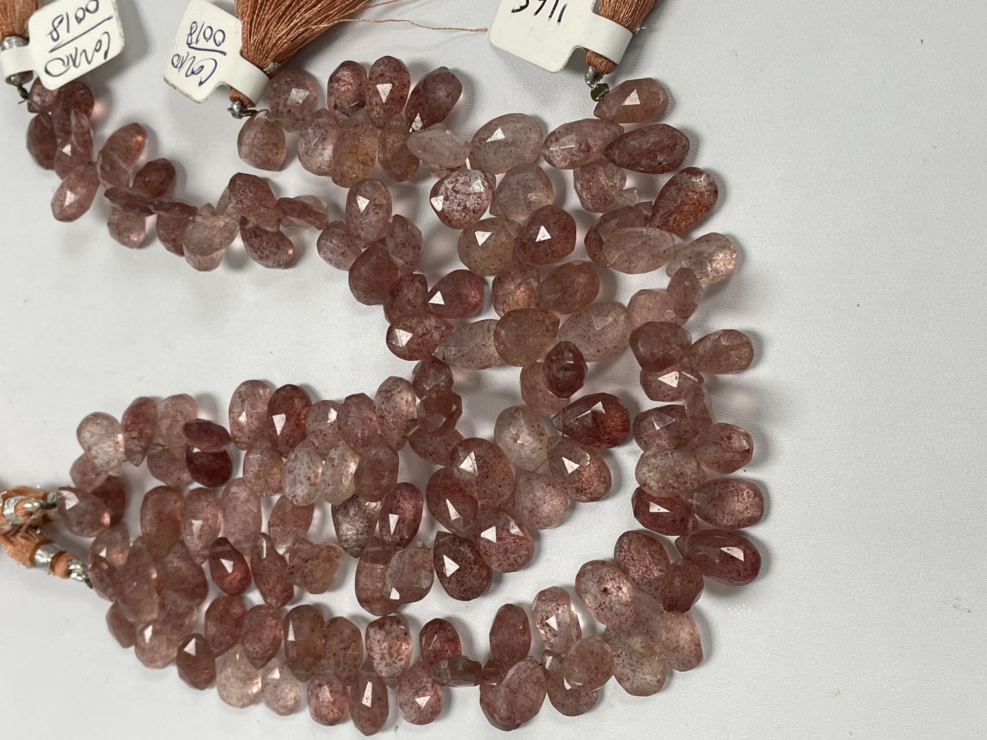 Pink Strawberry Quartz Pear Faceted