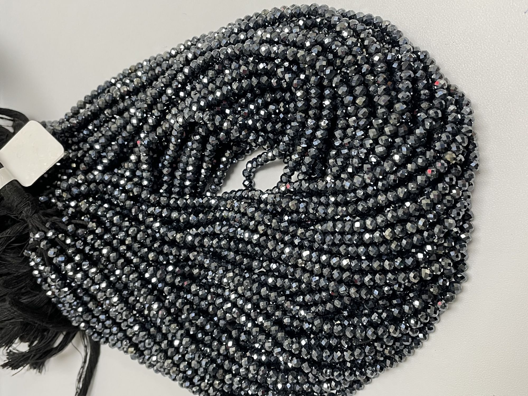 Coated Black Spinel Rondelle Faceted