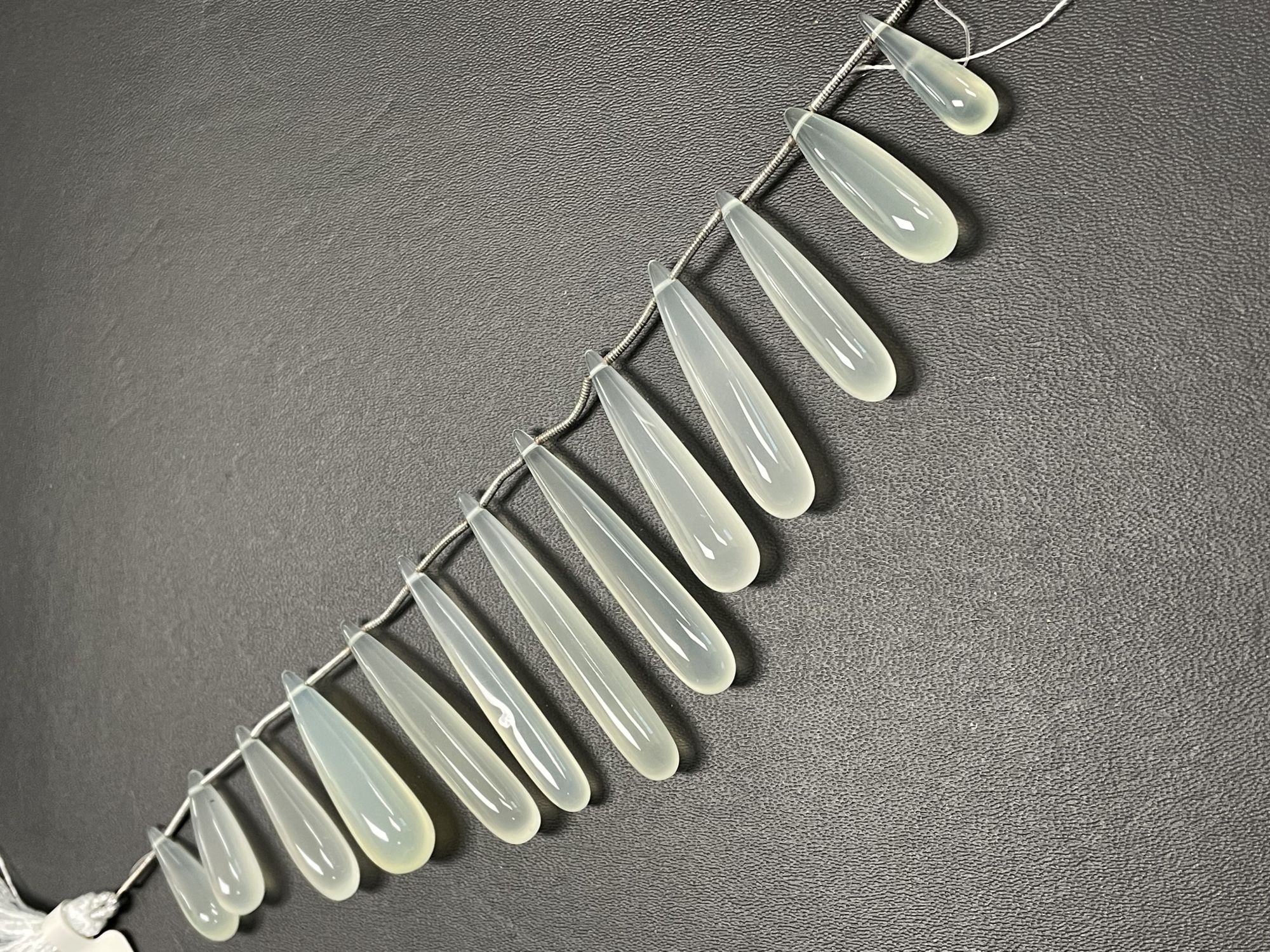 White Chalcedony Long Drop Smooth