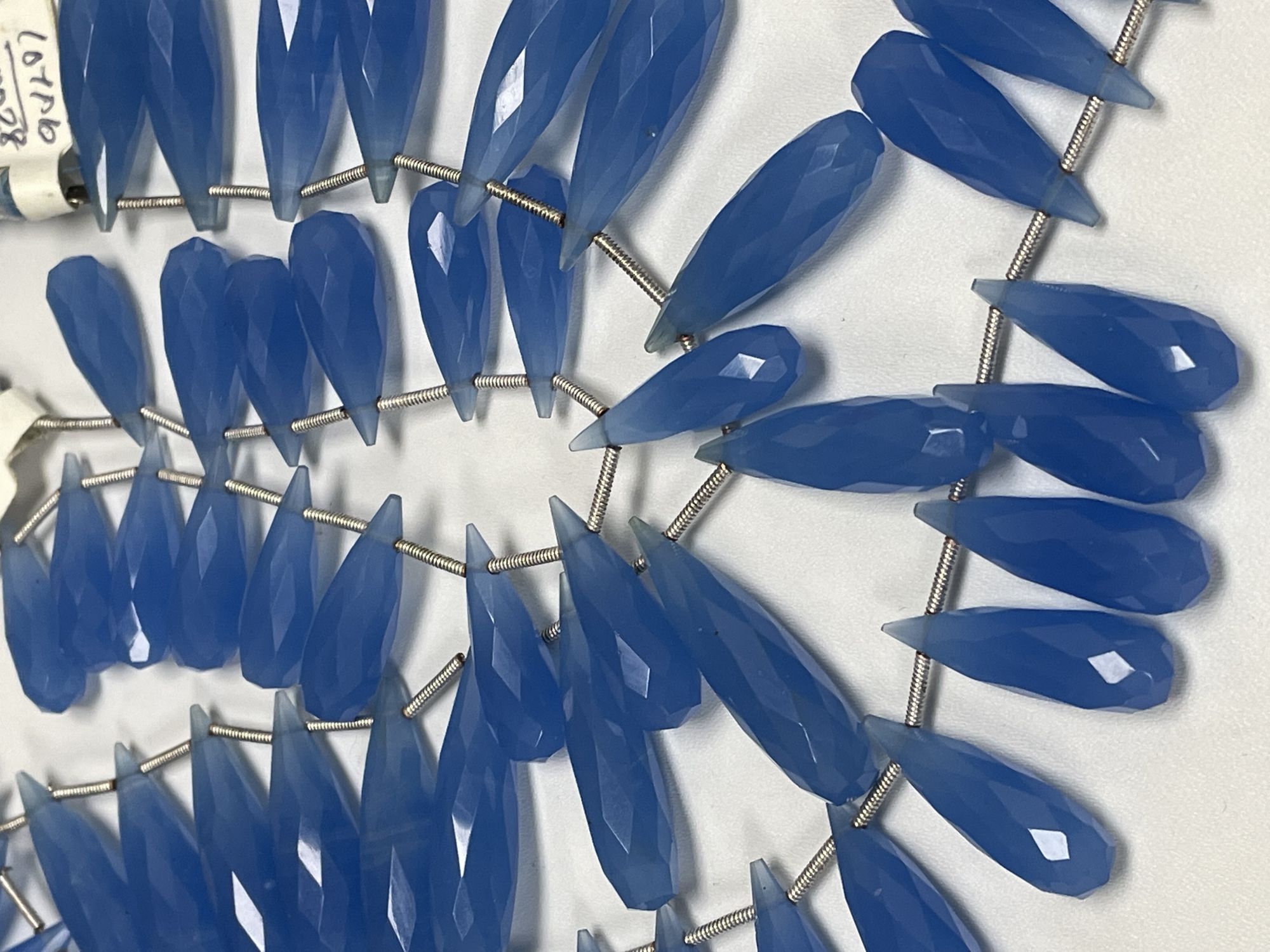 Blue Chalcedony Long Drop Faceted