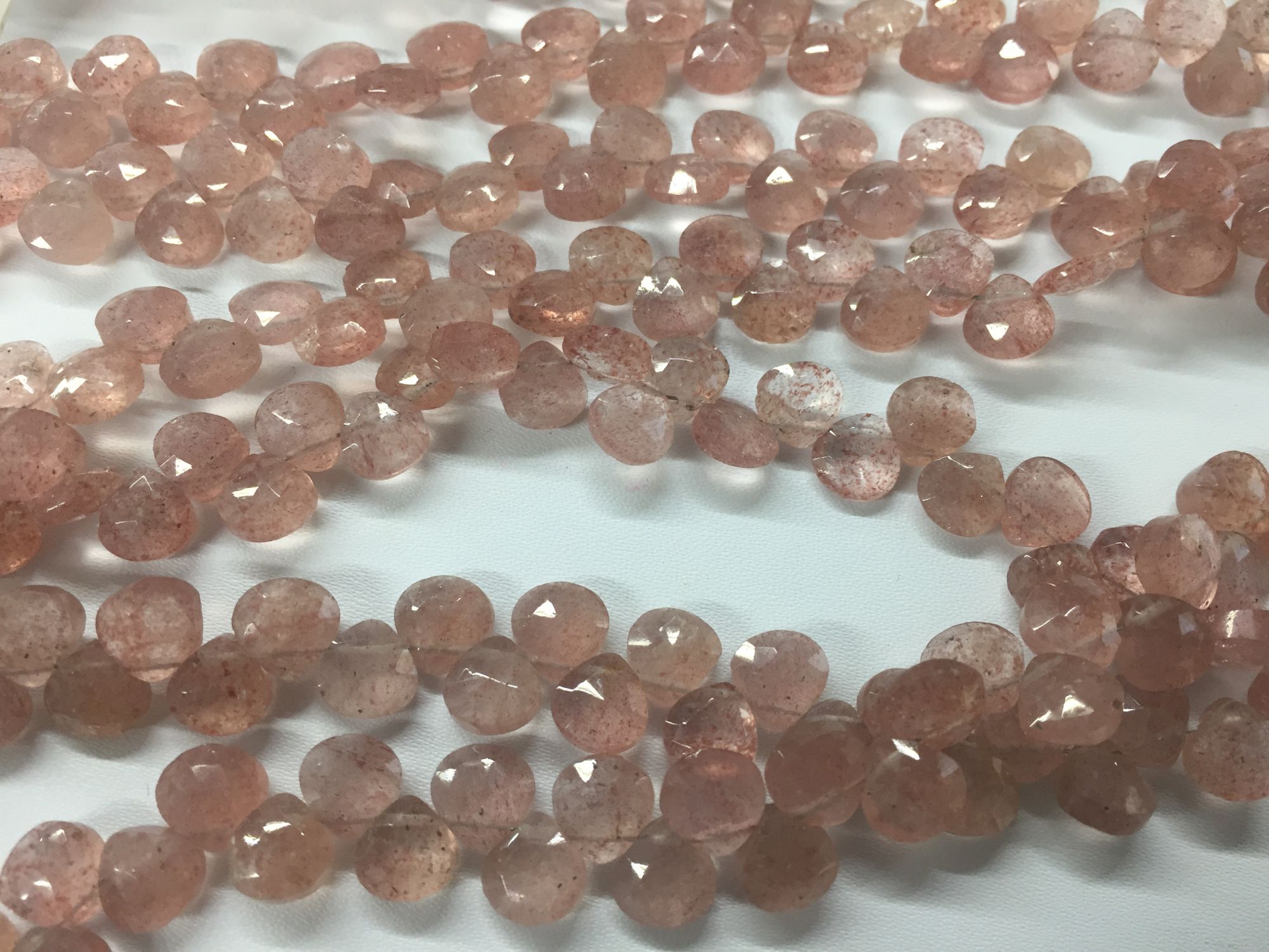 Strawberry Quartz Hearts Faceted