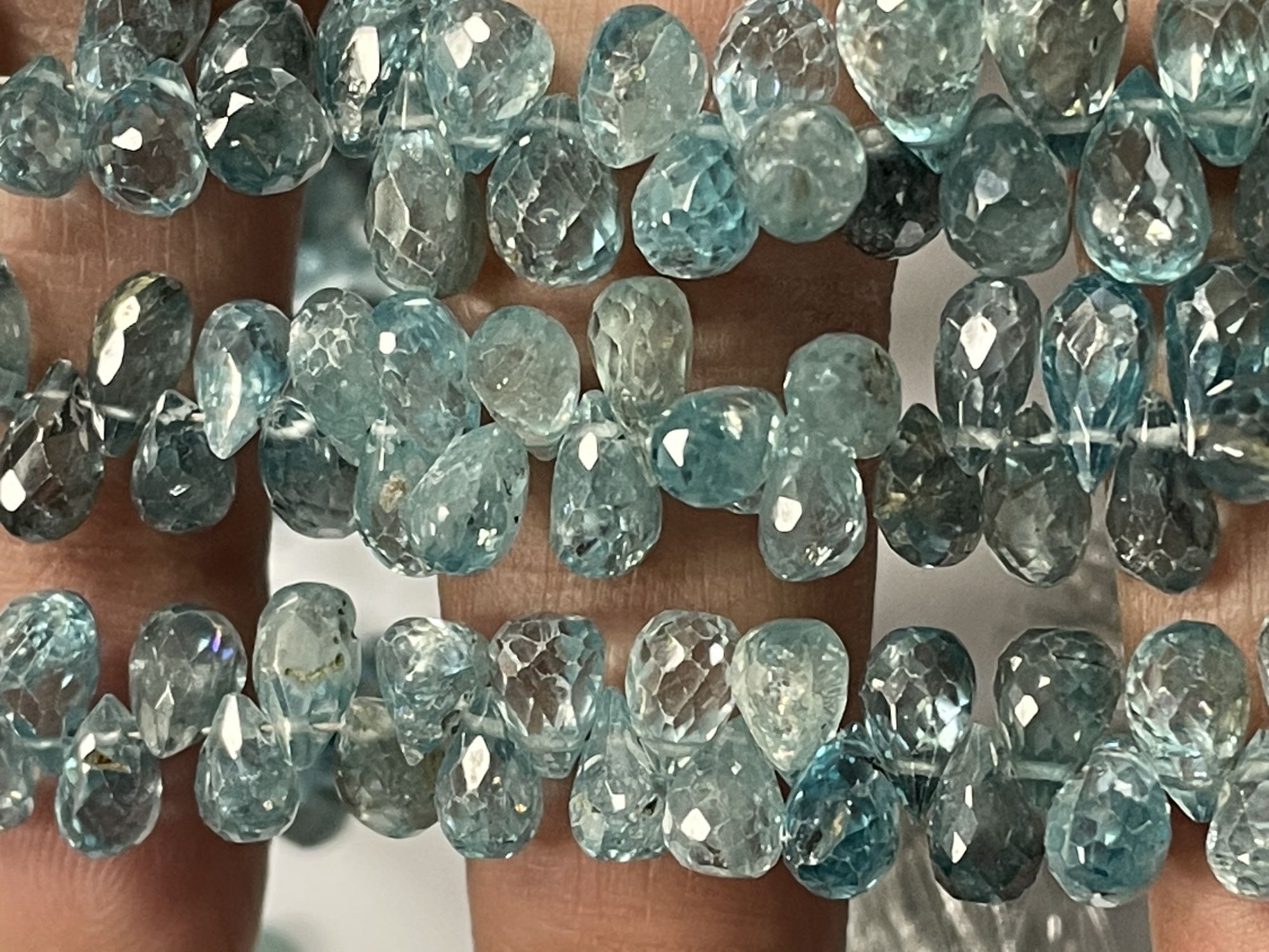 Blue Zircon Drop Faceted