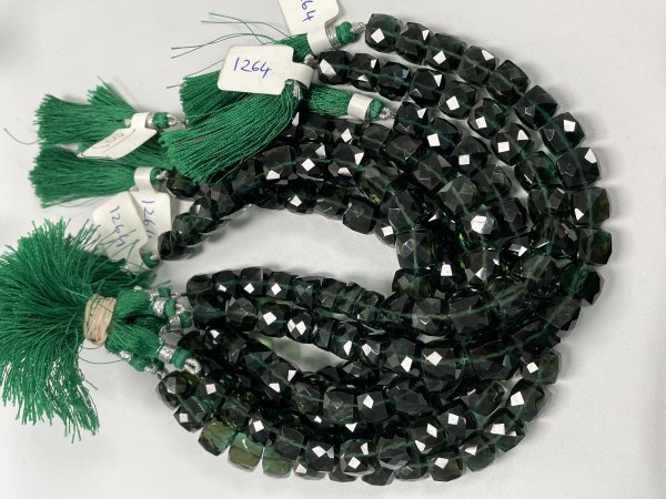 Dark Green Hydro Quartz Cubes Faceted