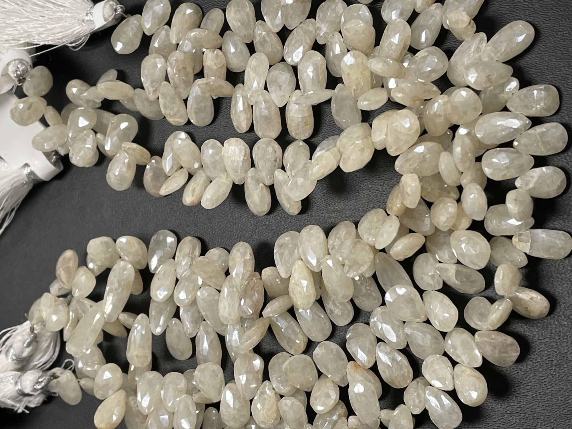 Pearl White Silverite Pear Faceted