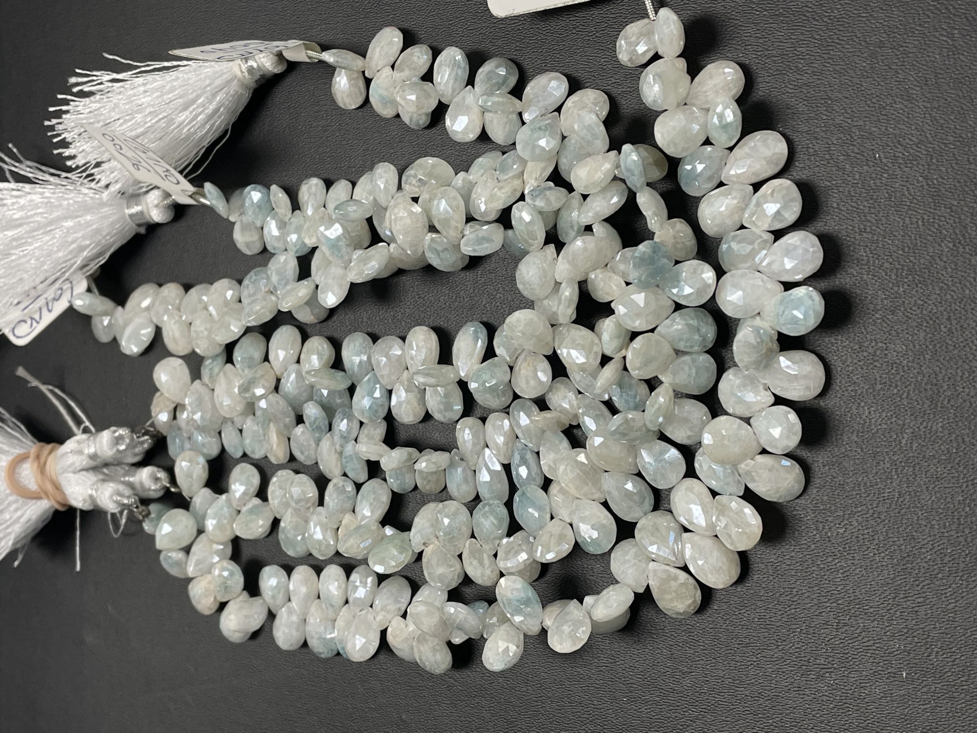 Coated Blue White Silverite Pear Faceted