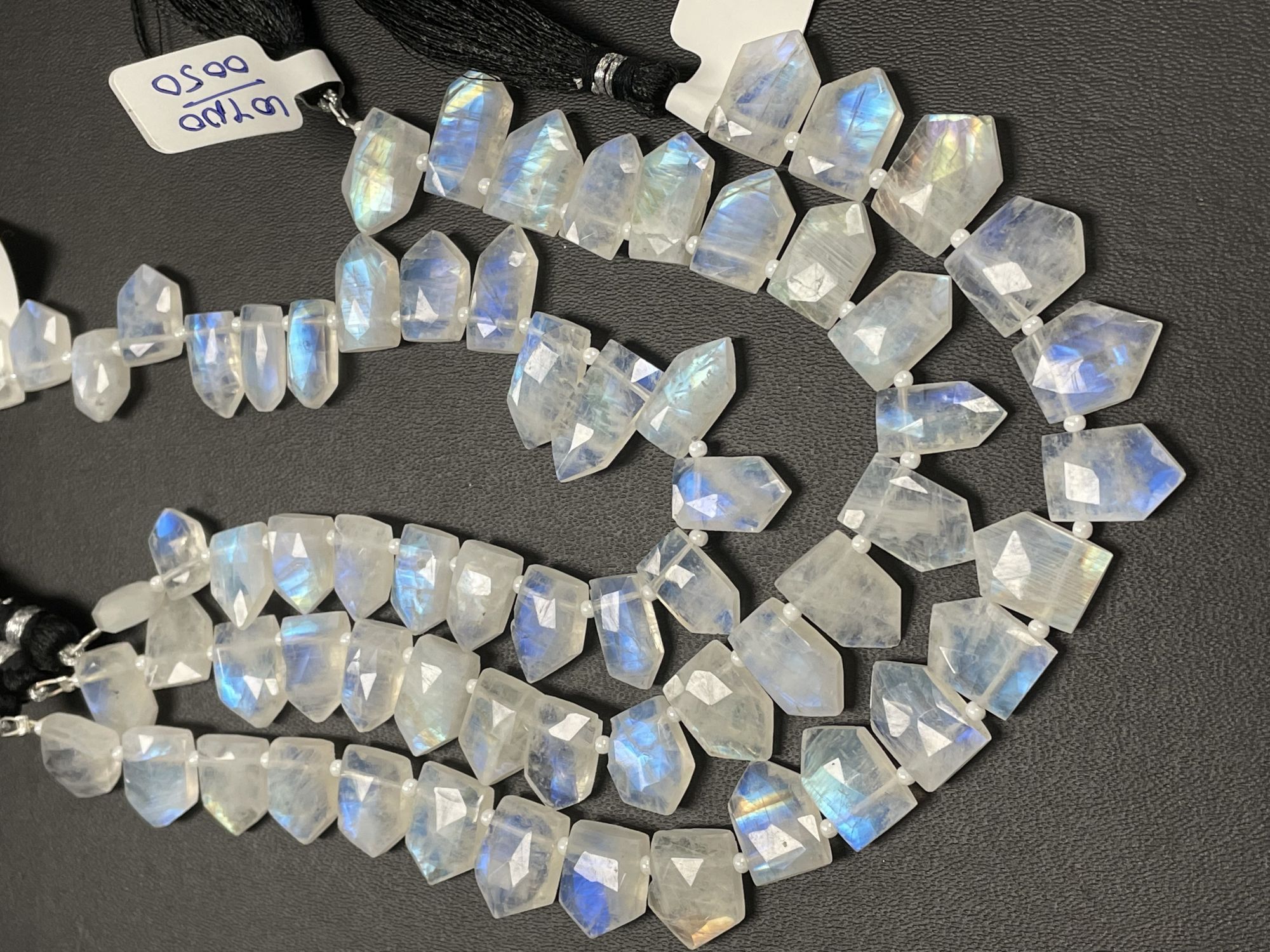 Rainbow Moonstone Fan Cut Faceted