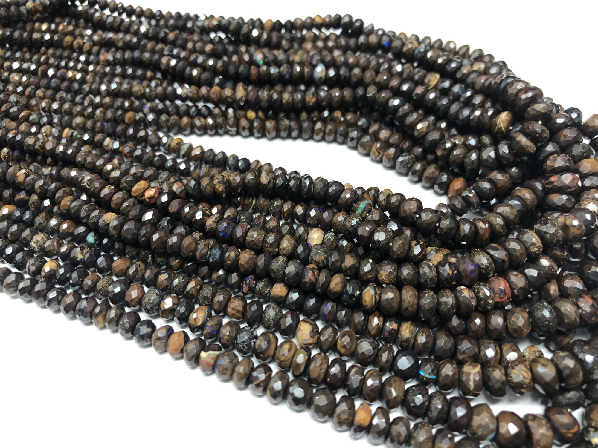Natural Boulder Opal Rondelles Faceted