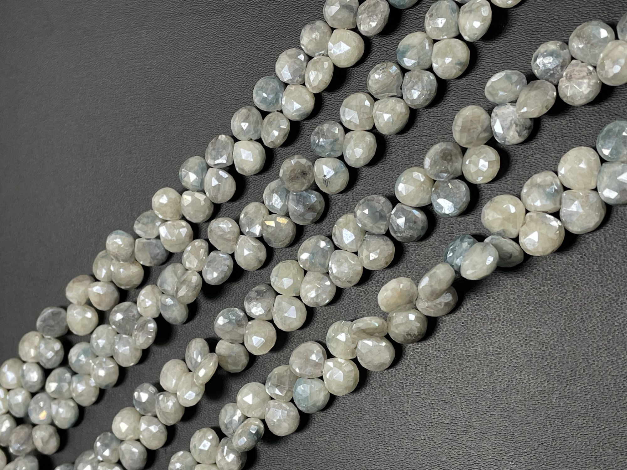 Grey White Silverite Heart Faceted