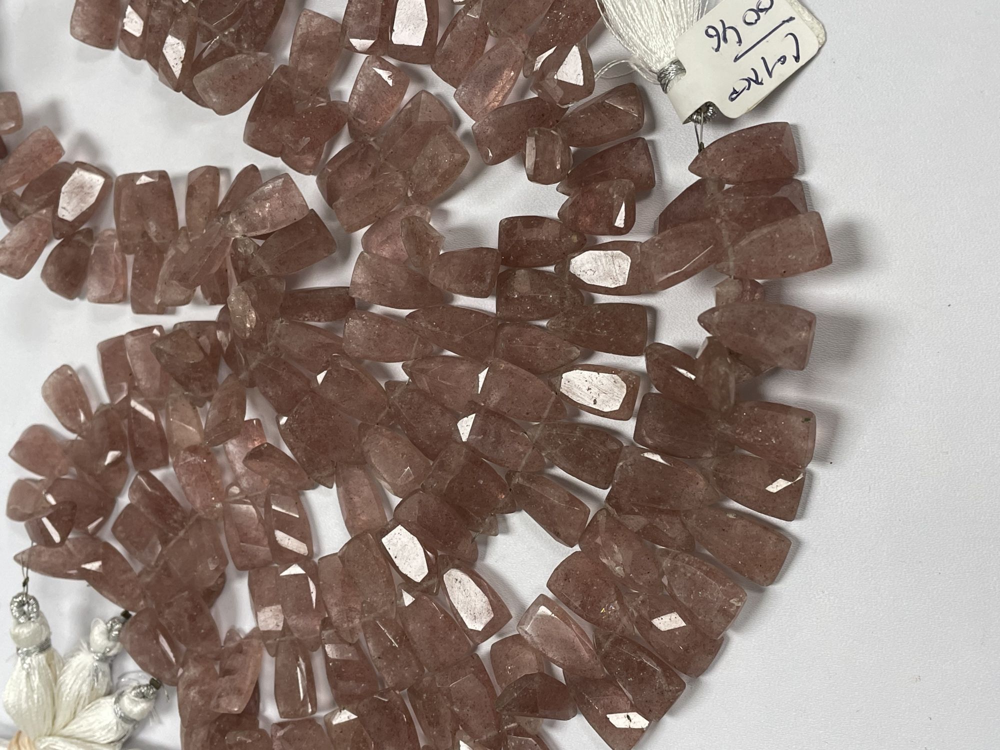 Pink Strawberry Quartz Fan Cut Faceted