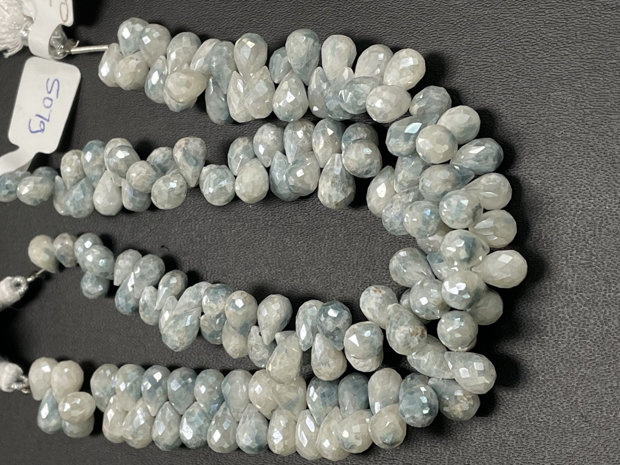 Blue White Silverite Drops Faceted