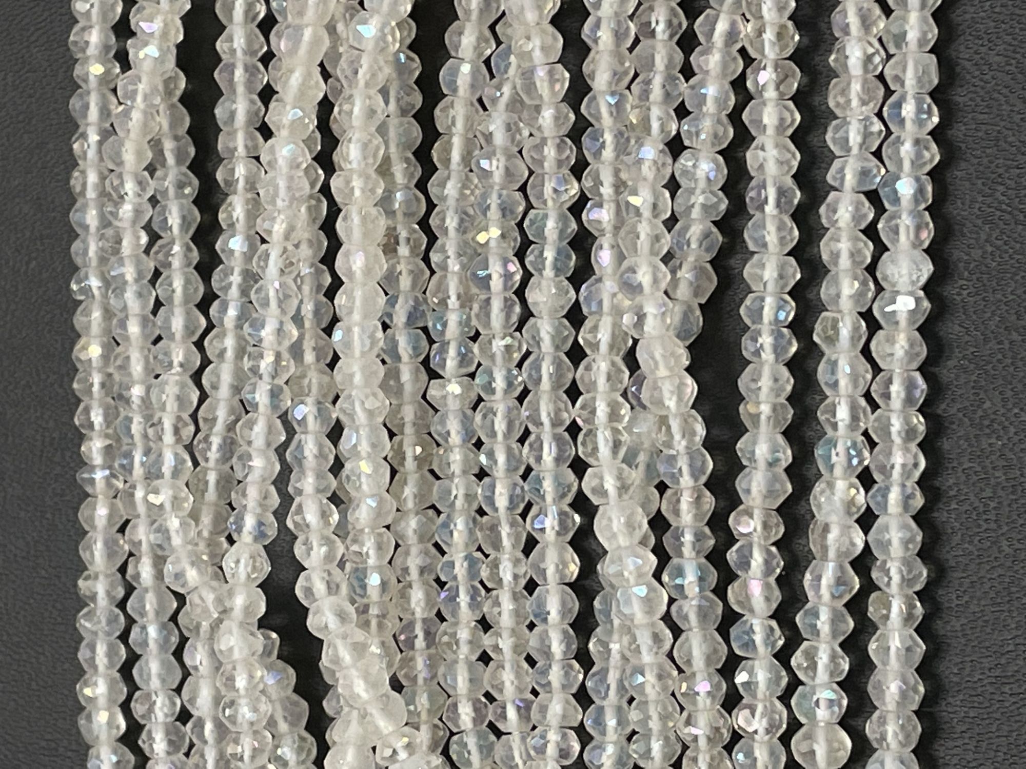 Coated Crystal Quartz Rondelle Faceted