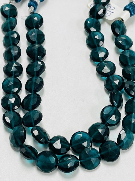 Dark Teal Hydro Quartz Coin Faceted