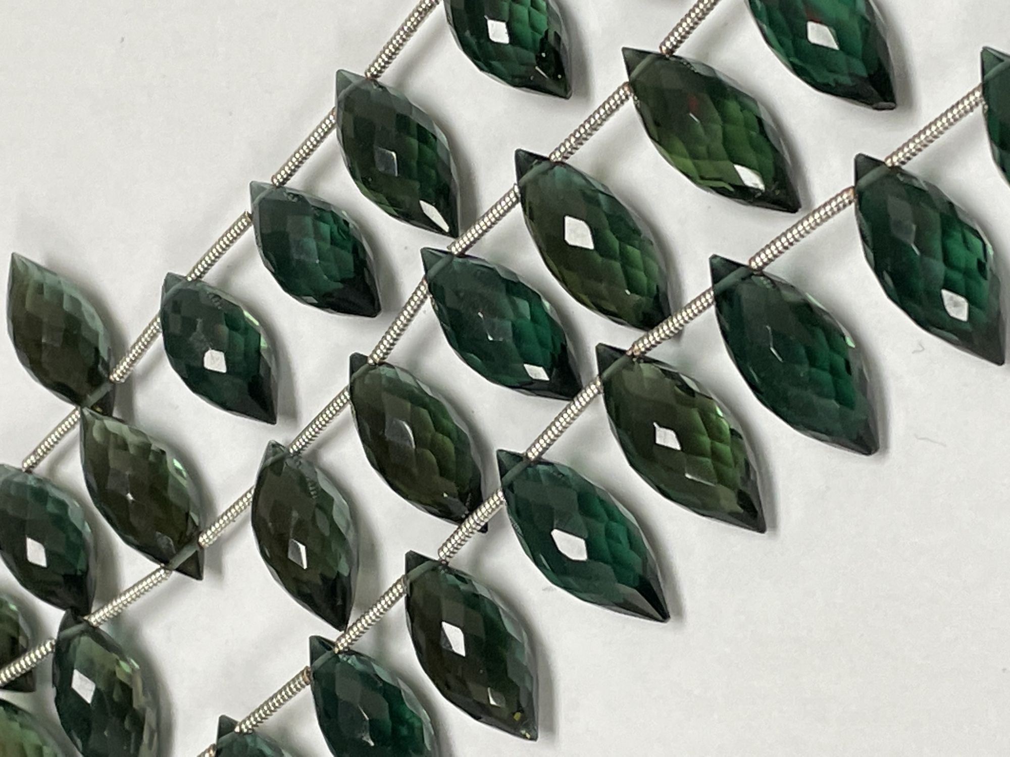 Forest Green Hydro Quartz Puff Marquise Faceted