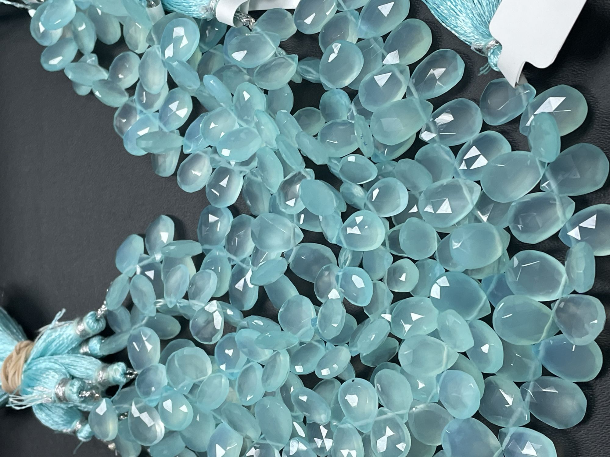 Aqua Chalcedony Pear Faceted