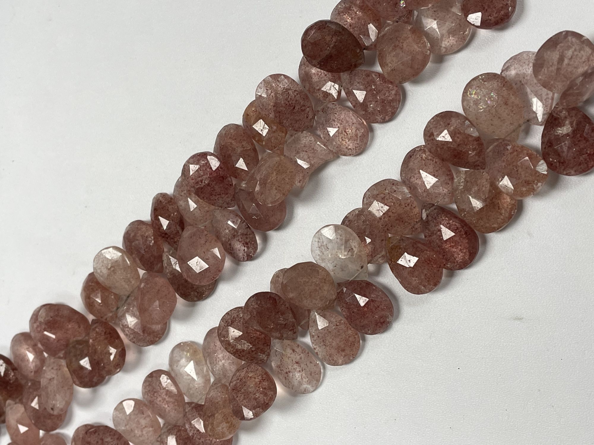 Pink Strawberry Quartz Pear Faceted