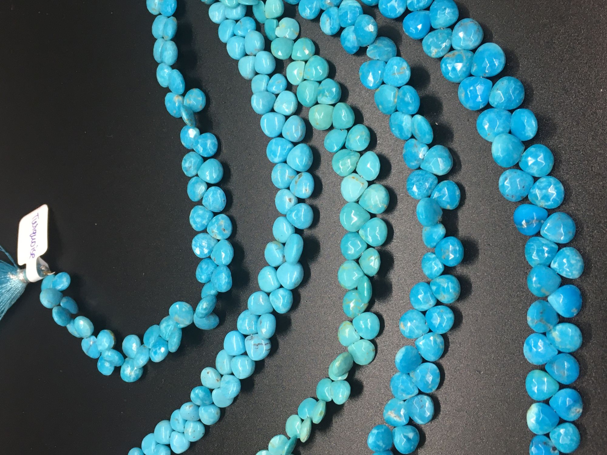 Turquoise Hearts Faceted